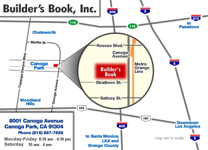 Map to Builder's Book, 8001 Canoga Ave., Canoga Park, CA 91304