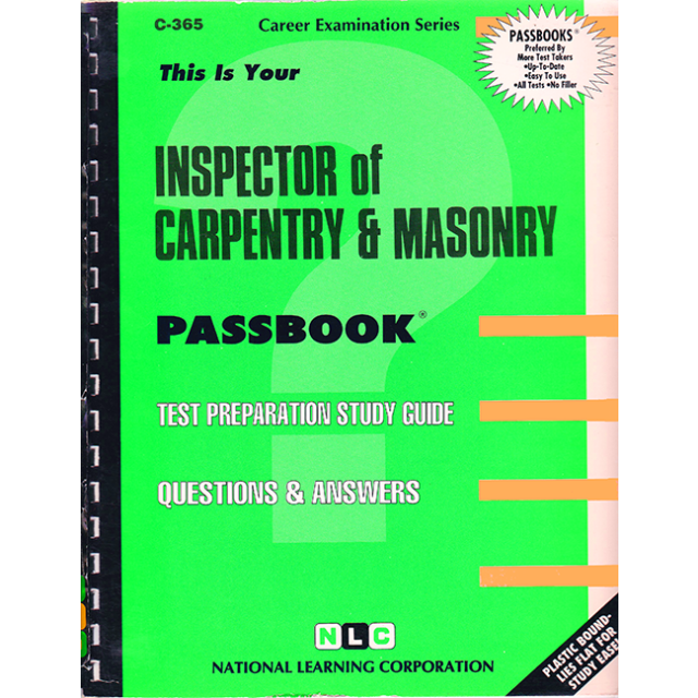 Inspector of Carpentry &amp; Masonry (Career Examination Series : C- 365) by Jack Rudman