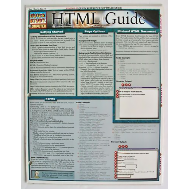 Quick Study HTML guide by Inc. BarCharts