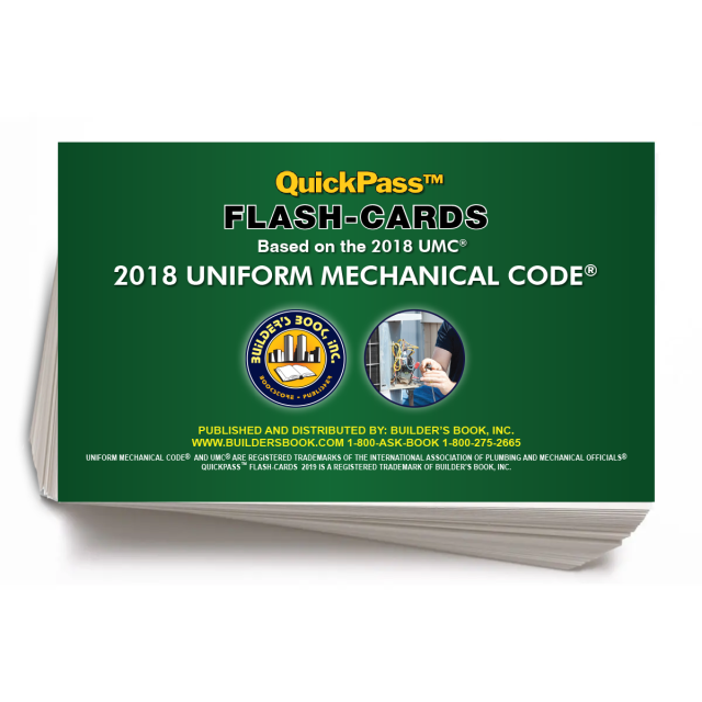 Uniform Mechanical Code QuickPass Flash-Cards based on the 2018 UMC