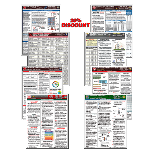 2020 NEC 8 Quick-Card COMBO - 20% Discount (Now including Electrical Safety &amp; Grounding Quick-Cards)