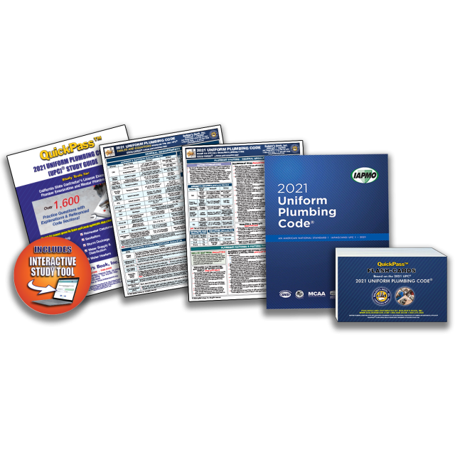 Uniform Plumbing Code 2021, UPC QP Study Guide, UPC Flash-Cards, UPC Quick-Card, UPC Tables & Equation Quick-Card COMBO 15% DISCOUNT!
