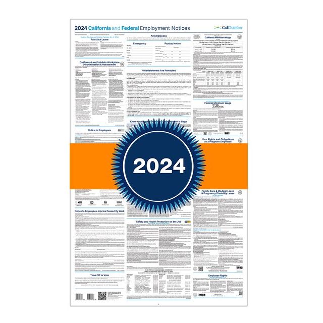 2024 California and Federal Labor Law Laminated Poster (English)
