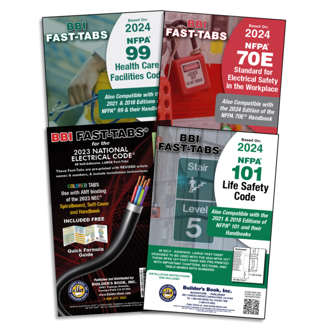 National Fire Protection Association Tab Combo; Includes Tabs for NFPA 70, 70E, 99, & 101
