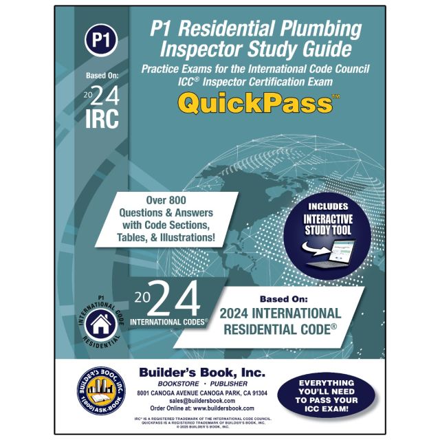 P1 Residential Plumbing Inspector QuickPass Study Guide Based On 2024 IRC
