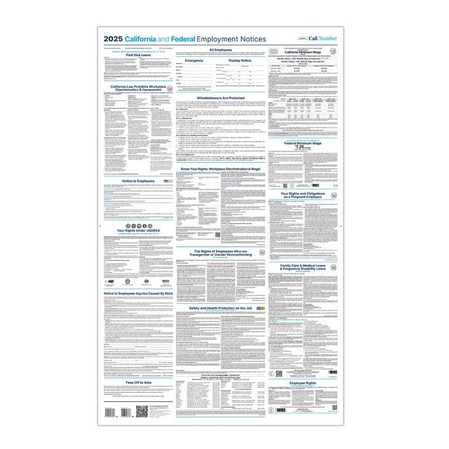 2025 California and Federal Labor Law Laminated Poster (English)
