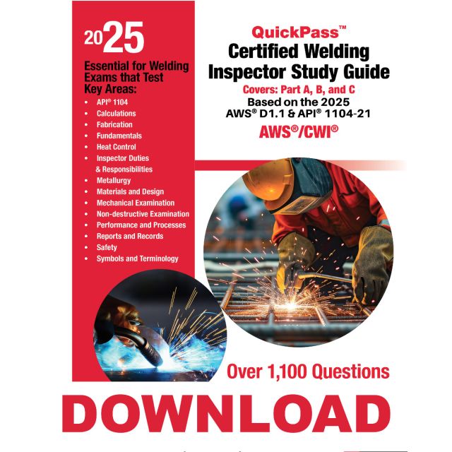 Certified Welding Inspector AWS/CWI QuickPass Online Study Tool based on AWS D1.1 2025 - Access Key Download