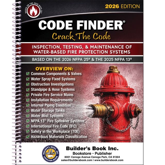 Inspection, Testing, and Maintenance of Water-Based Fire Protection Systems Code Finder Based on the 2026 NFPA 25 (PRE-ORDER)