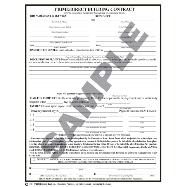 202 - Prime/Direct Building Contract
