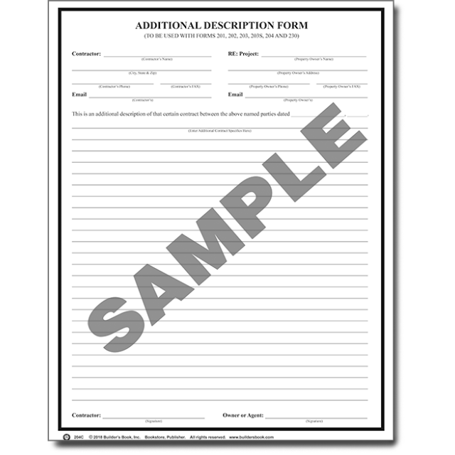 204C - Additional Description / Addendum