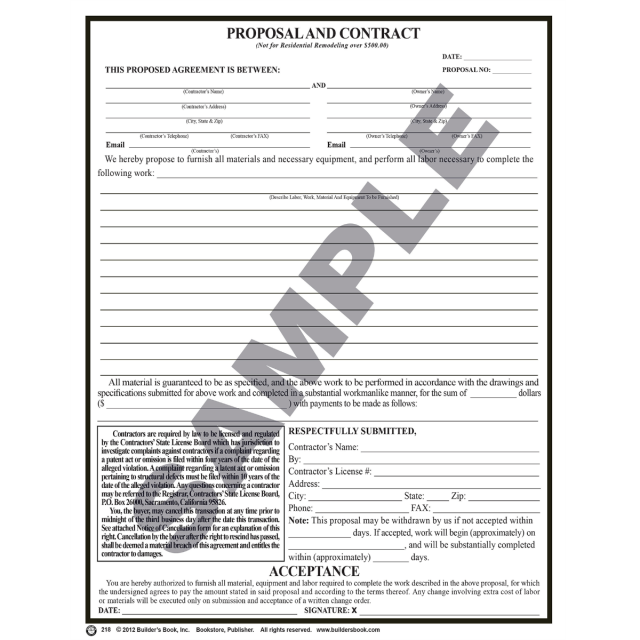 218 - Proposal and Contract