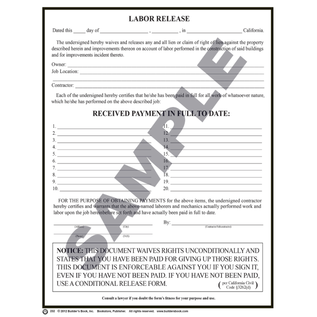 232 - Labor Release (Duplicate)