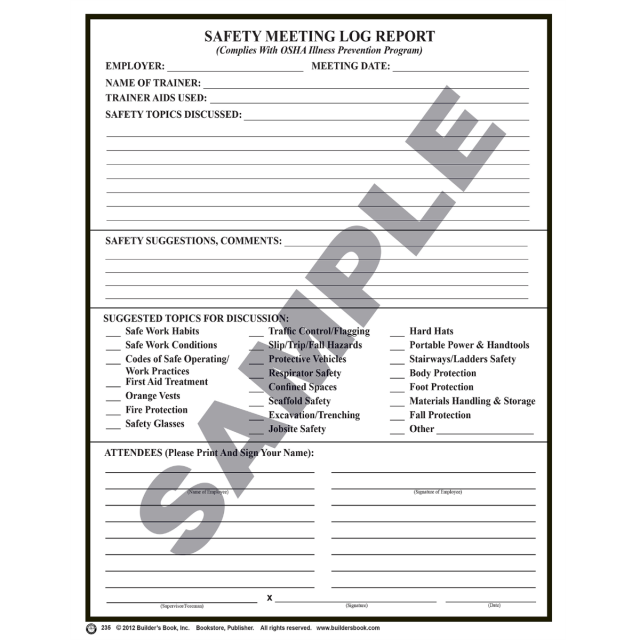 235 - Safety Meeting Log Report (Dup.)