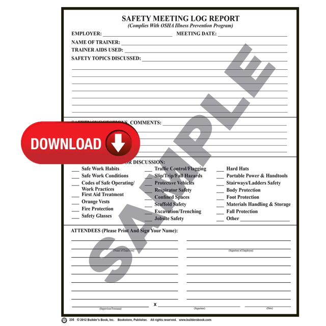 235 - Safety Meeting Log Report (Download)