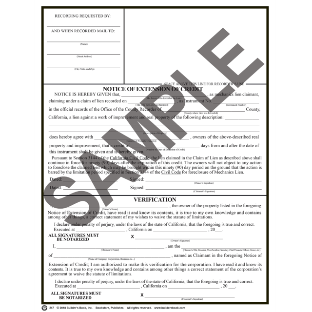 247 - Notice of Extension of Credit