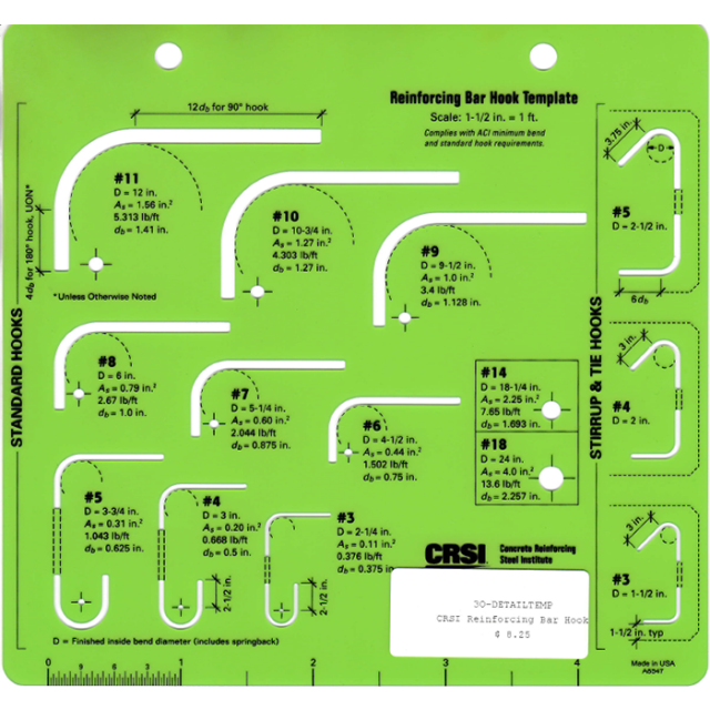 Reinforcing Bar Hook Detailing Template CRSI