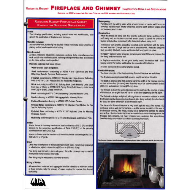 Residential Masonry Fireplace and Chimney Construction Details and Specifications