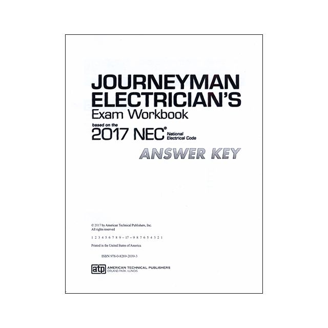 Journeyman Electrician's Exam Workbook based on the 2017 NEC Answer Key