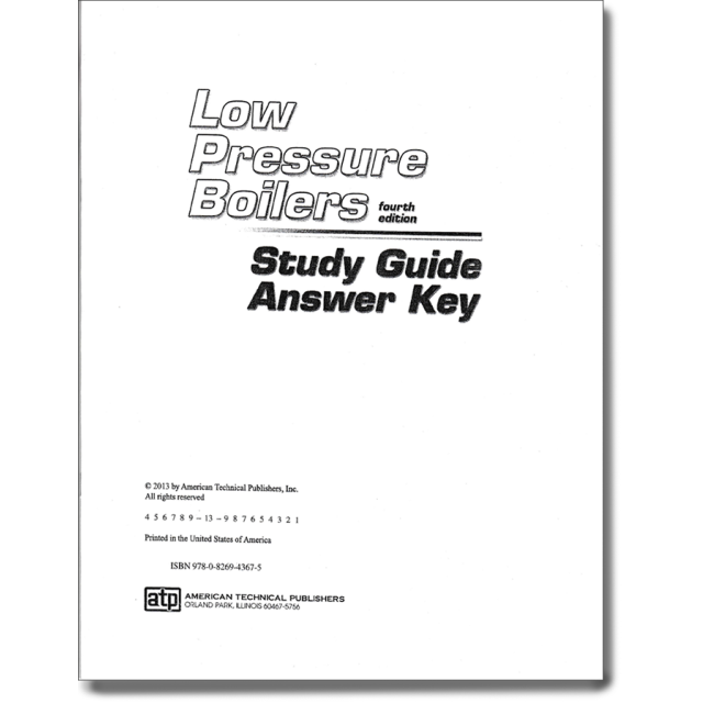 Low Pressure Boilers Study Guide Answer Key 4th Edition
