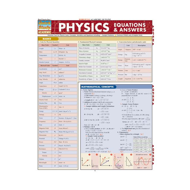 PHYSICS EQUATIONS &amp; ANSWERS
