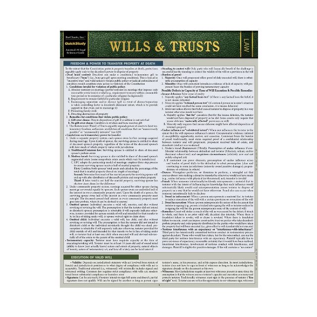 Wills And Trusts (Quickstudy: Law) by Inc. BarCharts