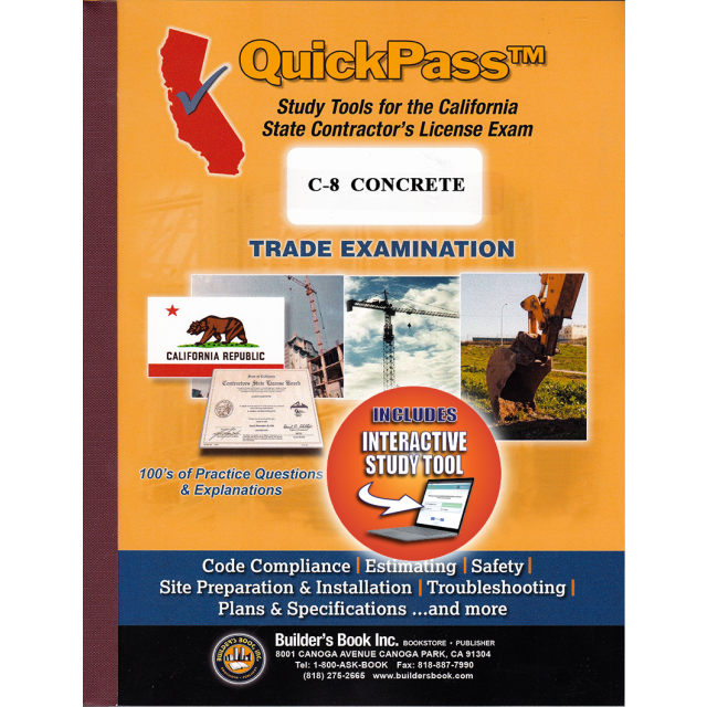 Concrete License Examination C-8 - QuickPass Study Tool Book with Online Interactive Software