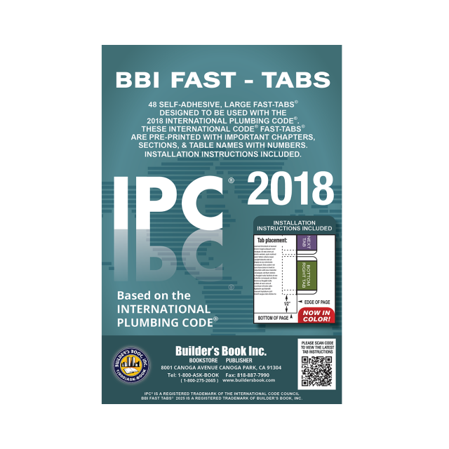 2018 International Plumbing Code (IPC) Fast Tabs