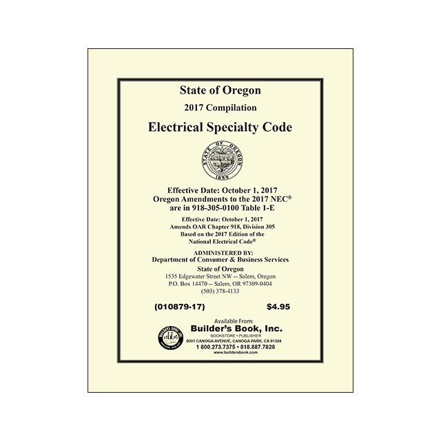 Oregon Electrical Specialty Code Amendments 2017 Compilation (Inserts Only)