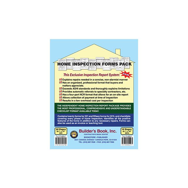 Benchmark Home Inspection FORM 221 L Form Pack - 15-Form Pack 8.5 In. x 14 In.