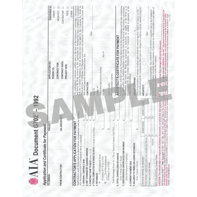 AIA G702 Application & Certification For Payment