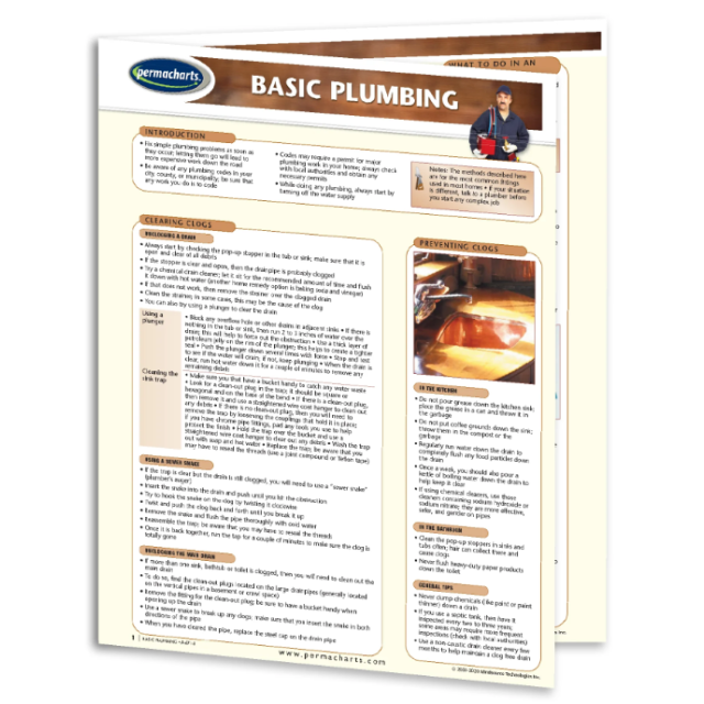 Basic Plumbing Home Improvement Quick Reference Guide