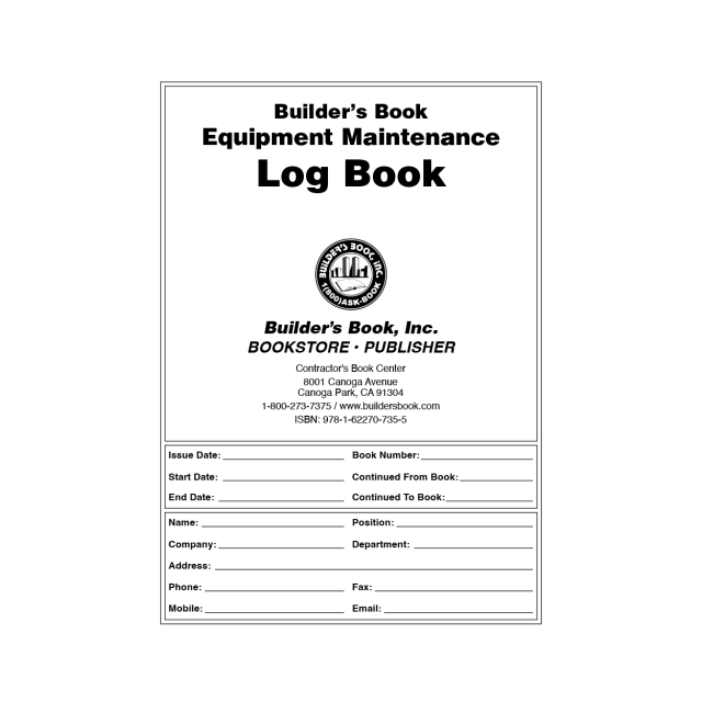 Equipment Maintenance Log Book