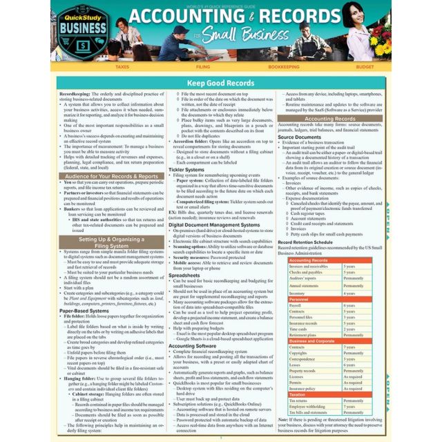 Accounting &amp; Records for Small Business (Quickstudy: Business) 2019