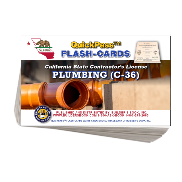 C-36 Plumbing Contractor&#039;s License Exam QuickPass Flash Cards