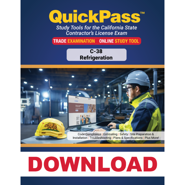 C-38 Refrigeration License Examination QuickPass Online Study Tool- Access Key Download