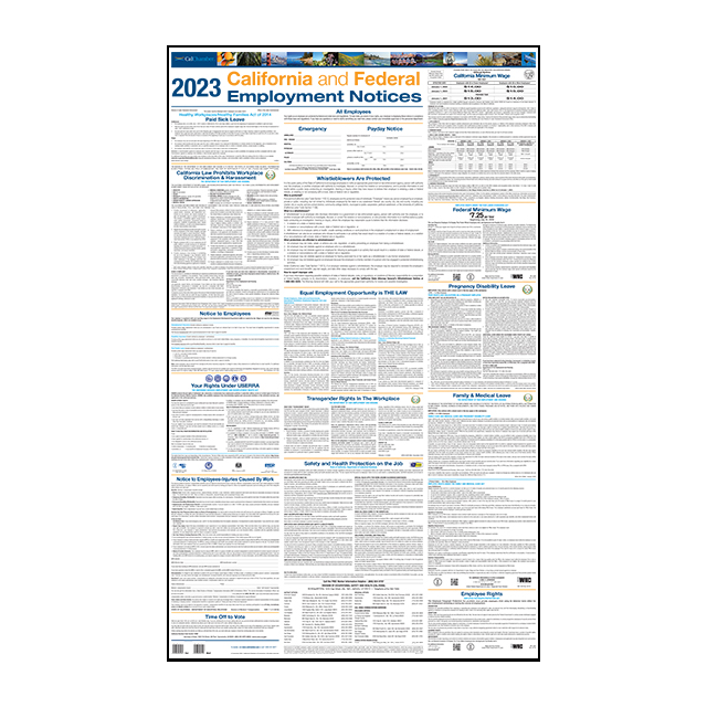2023 California and Federal Labor Law Laminated Poster (English) 
