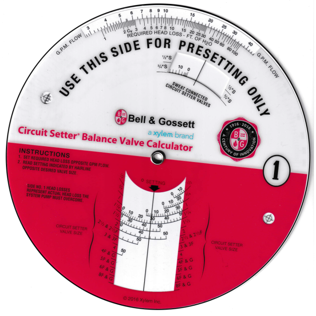 Circuit Setter Valve Balance Procedure Calculator & Instruction Book