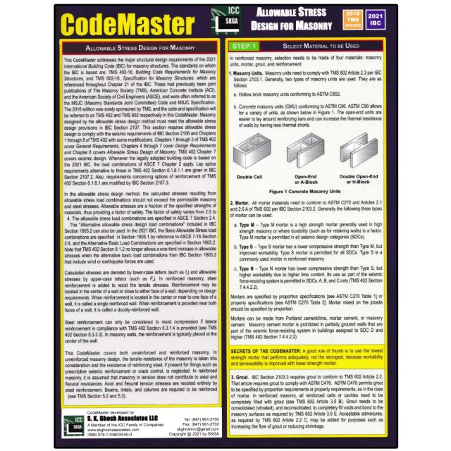 CodeMaster Allowable Stress Design For Masonry (2021 IBC and TMS 402-16)