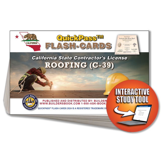 C-39 Roofing Contractor Exam QuickPass Flash Cards Online Access Key
