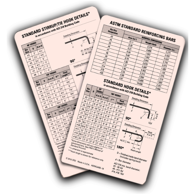 ASTM Standard Hook Bar Card CRSI