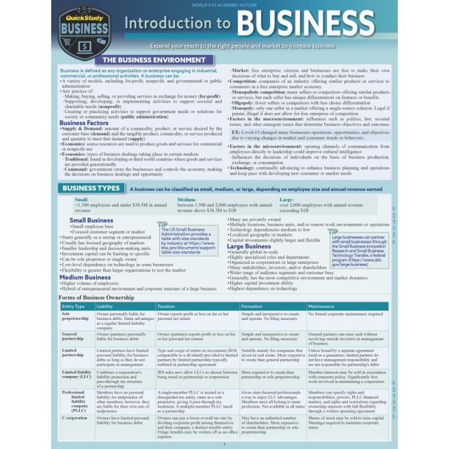 QuickStudy: Introduction to Business Laminated Study Guide