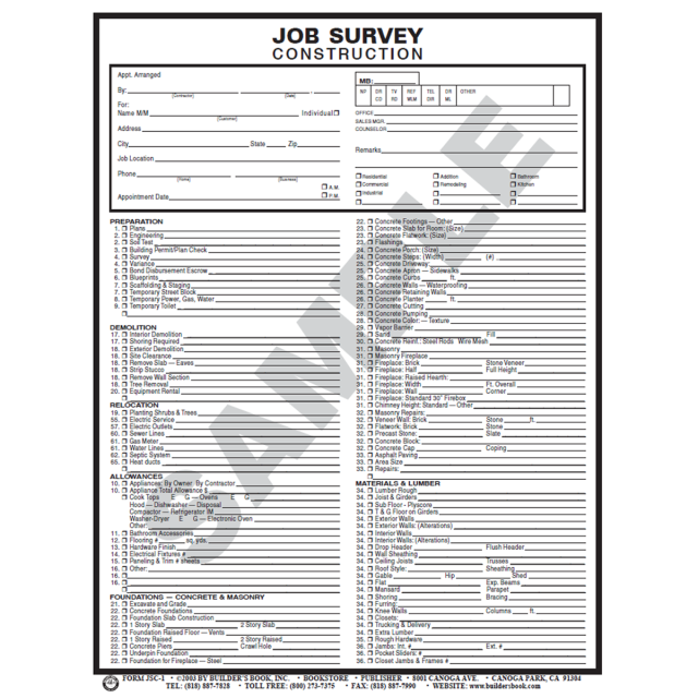 Job Survey Construction Form
