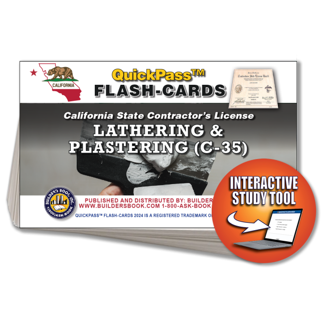 C-35 Lathing and Plastering Contractor Exam Flash Cards Online Access Key