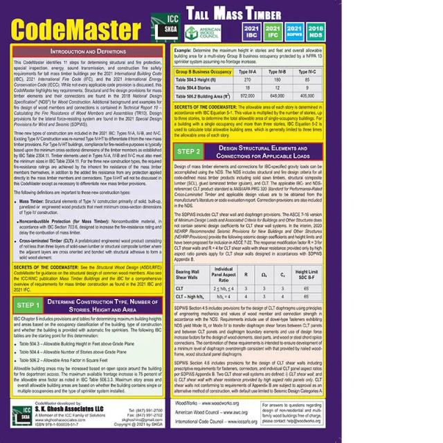 CodeMaster - Design of Tall Mass Timber (2021 IBC, 2021 IFC, 2021 SDPWS, 2018 NDS)