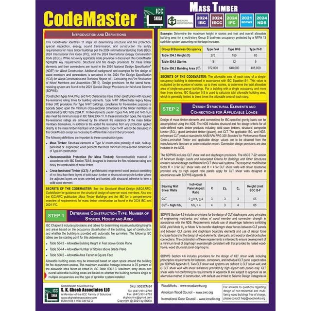 CodeMaster Mass Timber Based on 2024 IBC, 2024 IECC, 2024 IFC, 2021 SDPWS and 2024 NDS