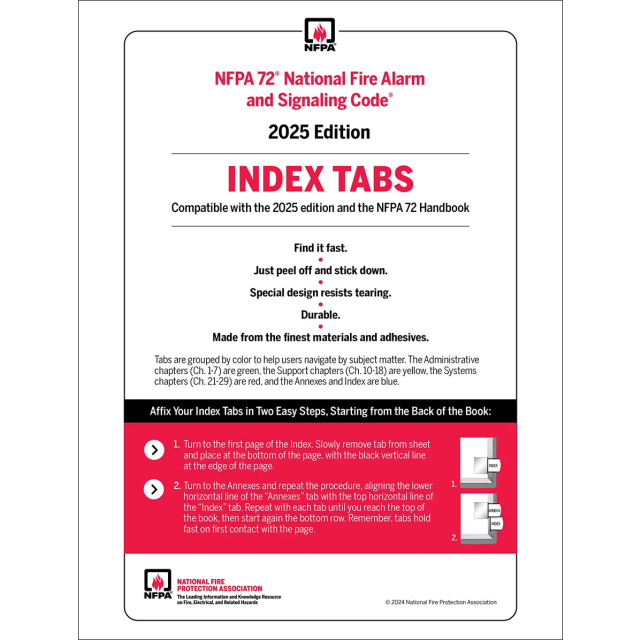 NFPA 72, National Fire Alarm and Signaling Code Self-Adhesive Index Tabs