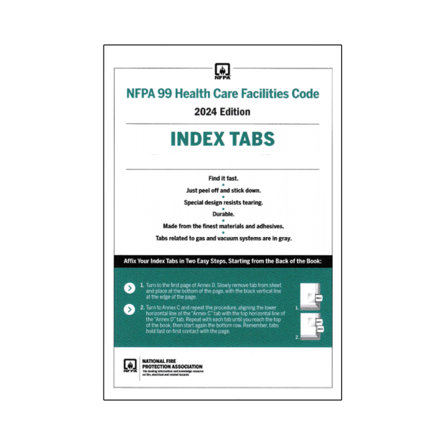 NFPA 99, Health Care Facilities Code, Self-Adhesive Tabs 2024
