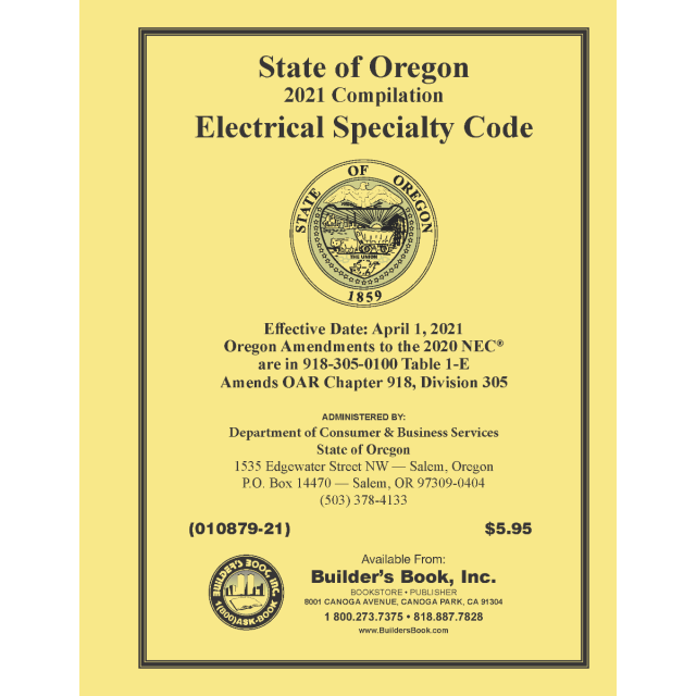Oregon Electrical Specialty Code Amendments 2021 Compilation (Inserts Only)