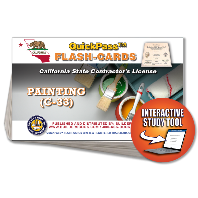 C-33 Painting &amp; Decorating Contractor Exam QuickPass Flash Cards Online Access Key