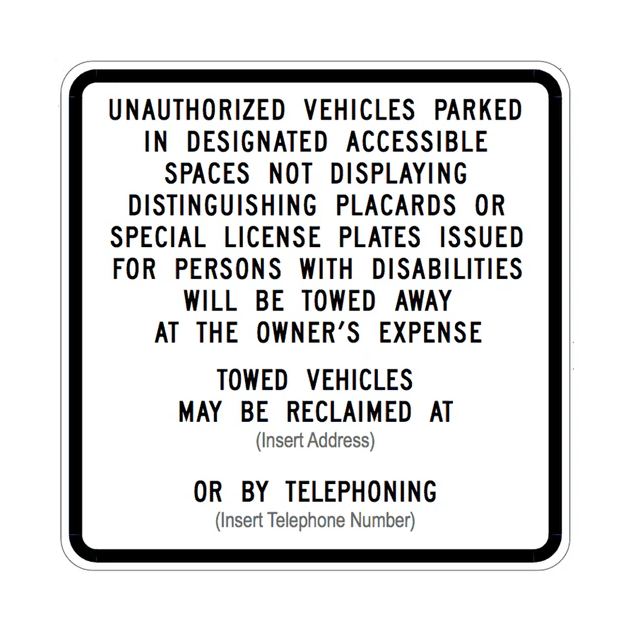California Handicapped Parking Tow-Away Sign